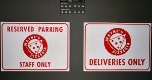 Restaurant back alley signs